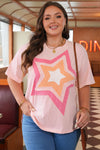 Light Pink Eyelet Lace Star Applique T Shirt